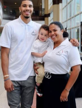 Brandy Cole with her son Jayson Tatum and grandson Deuce.
